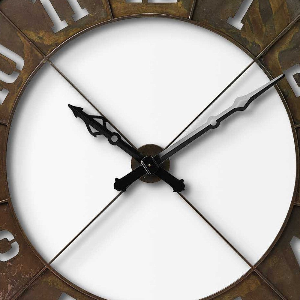 57" Round Industrial Brown Wall Clock-4