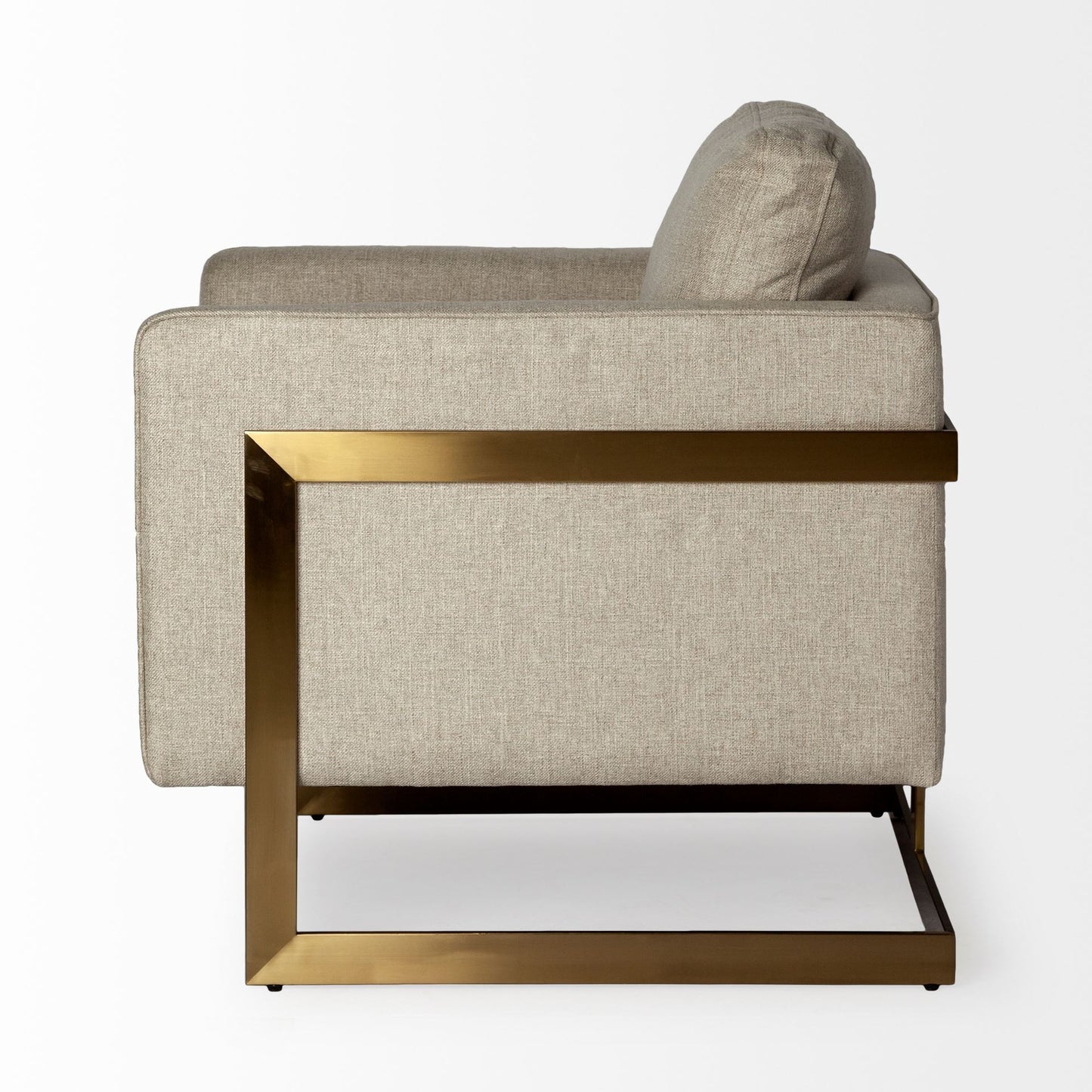 Cream Gold Fabric Arm Chair 31 inch Accent Furniture with Cushion Back
