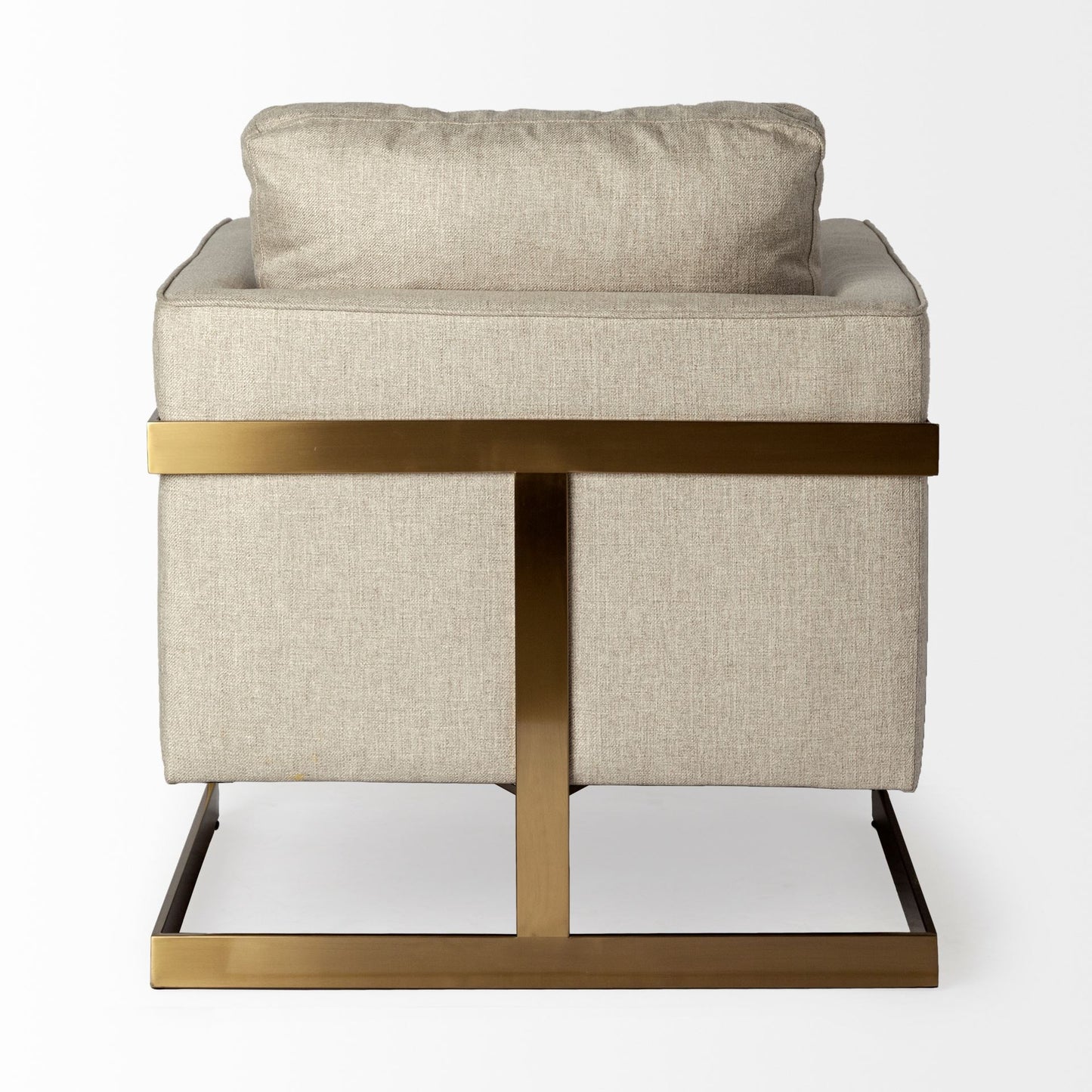 Cream Gold Fabric Arm Chair 31 inch Accent Furniture with Cushion Back