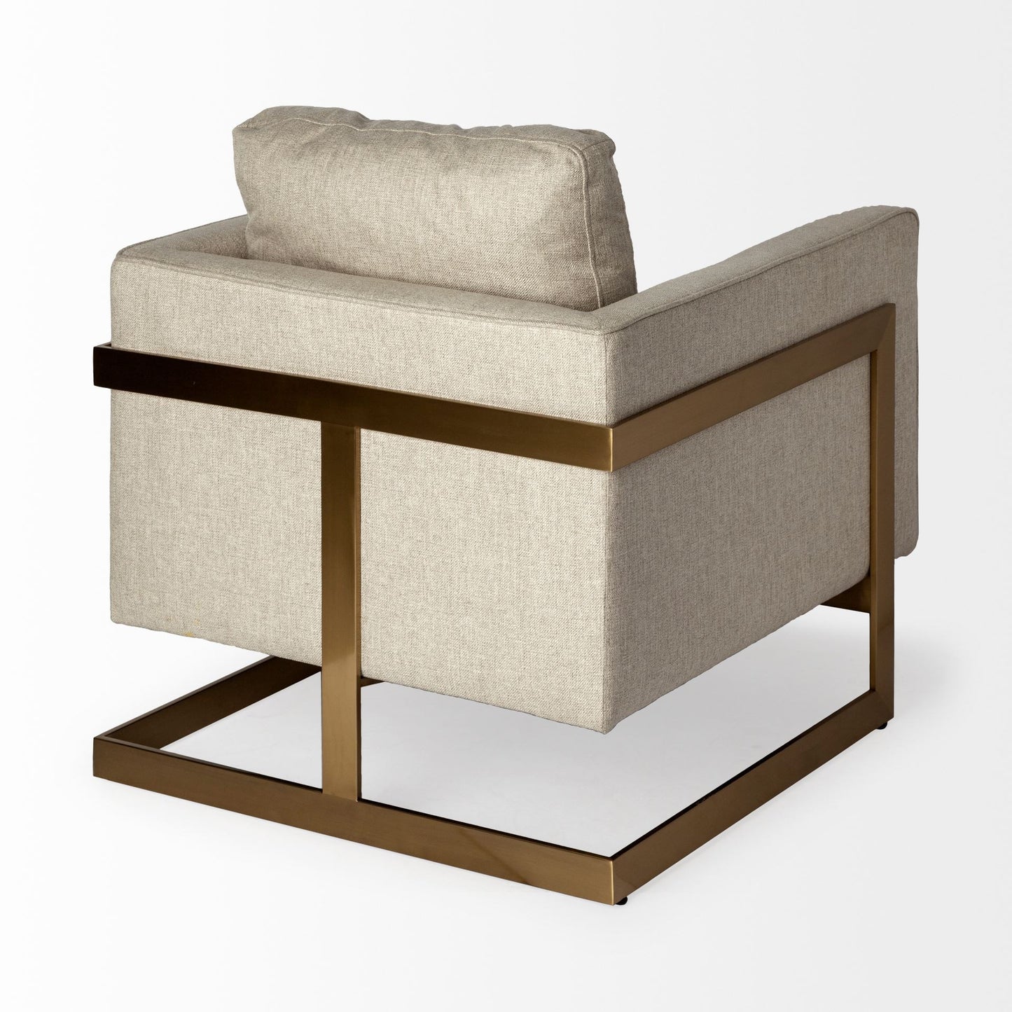 Cream Gold Fabric Arm Chair 31 inch Accent Furniture with Cushion Back