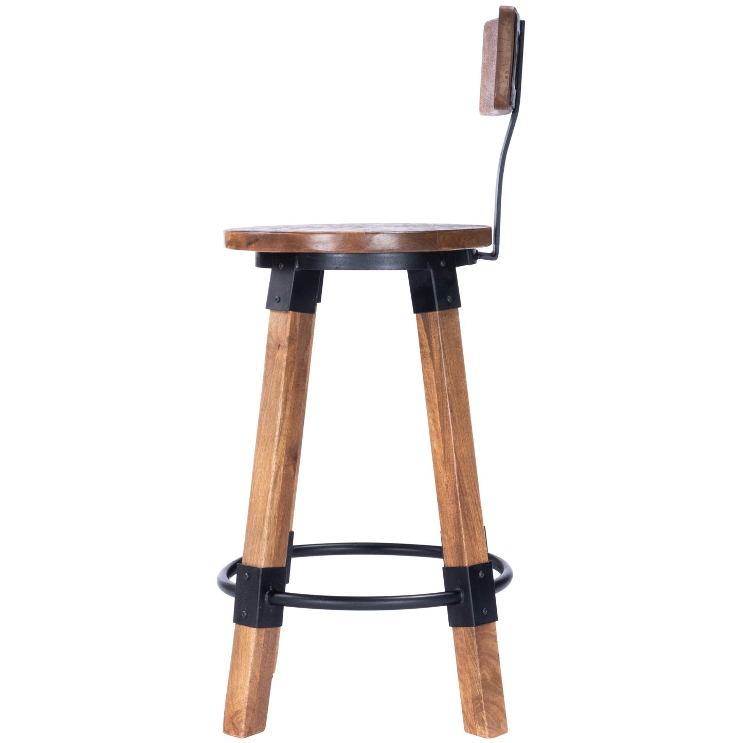 28 Brown Natural Solid Wood Iron Bar Stool Chair-4