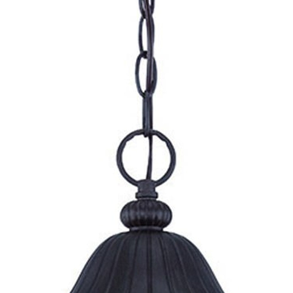 Three Light Matte Black Leaf Detail Hanging Light-3