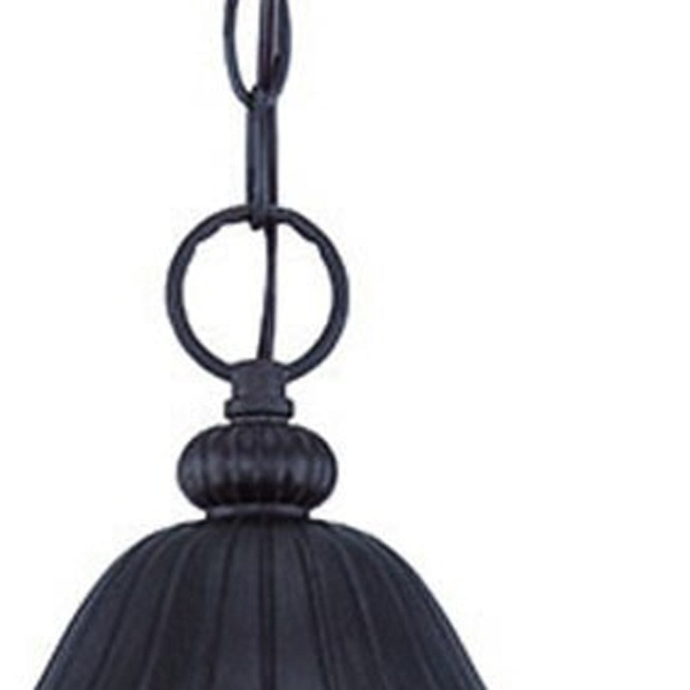 Three Light Matte Black Leaf Detail Hanging Light-4