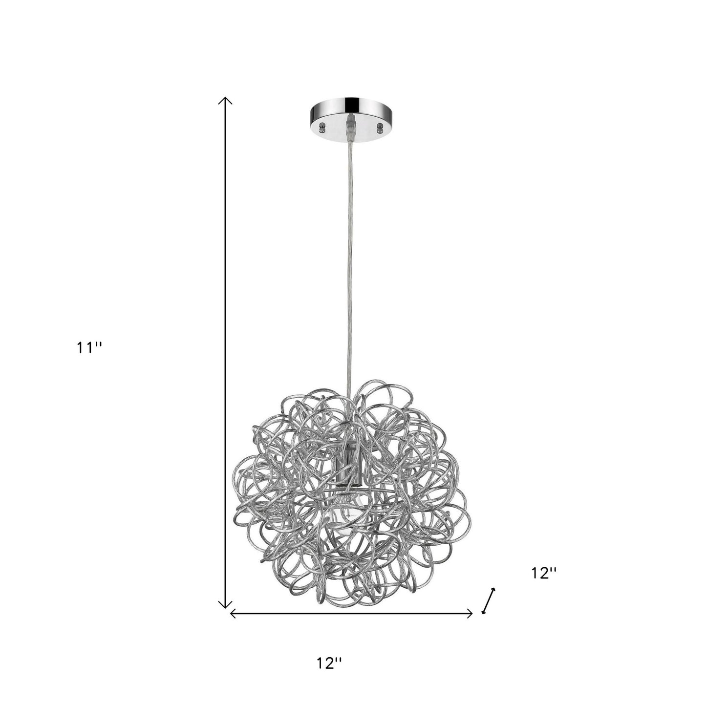 Polished Chrome Pendant with Faceted Aluminum Wire Shade Light Fitting-4