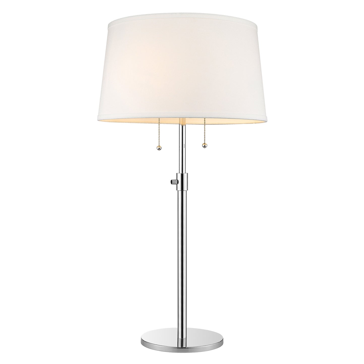 31" Silver Metal Two Light Adjustable Table Lamp With White Empire Shade-1
