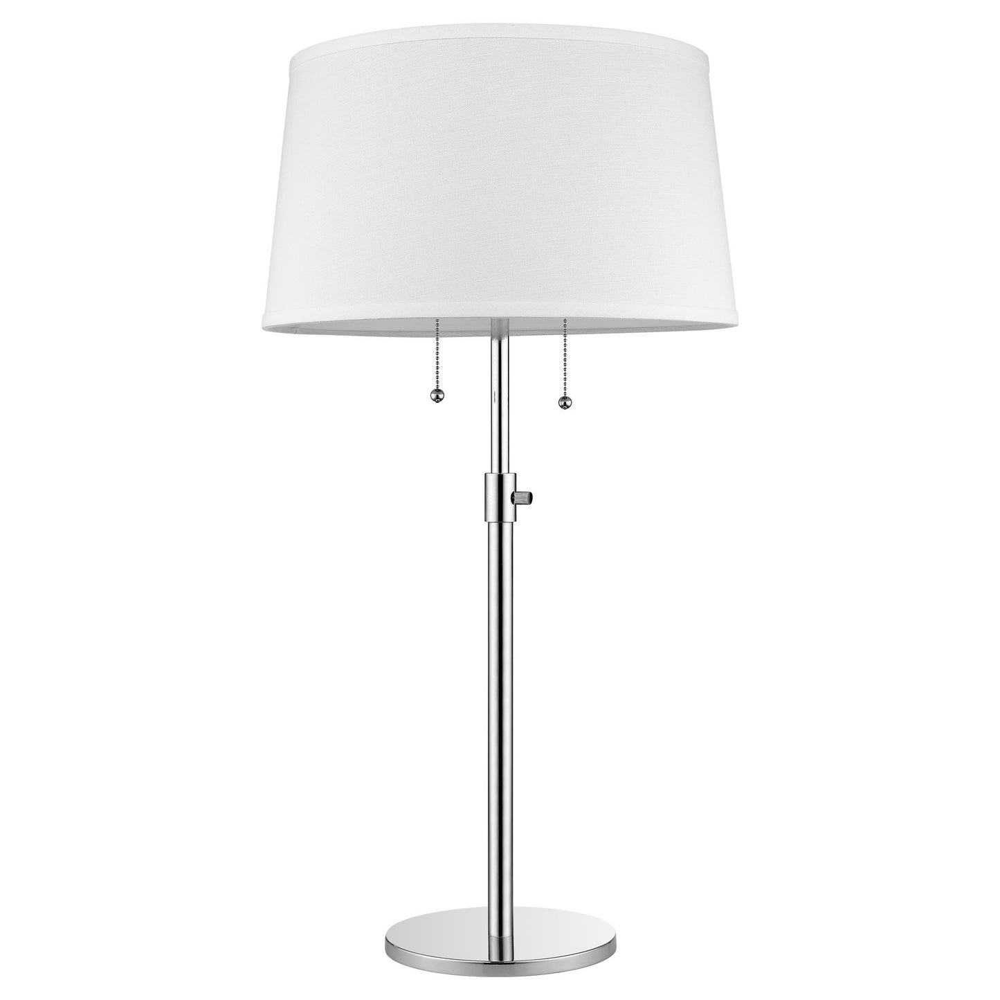 31" Silver Metal Two Light Adjustable Table Lamp With White Empire Shade-3