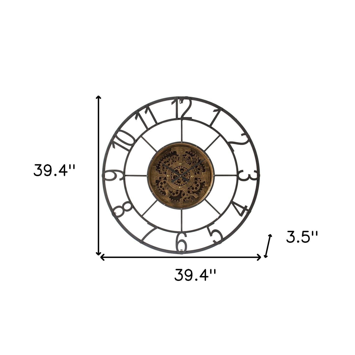 Round Decorative Gear Iron Wall Clock-6