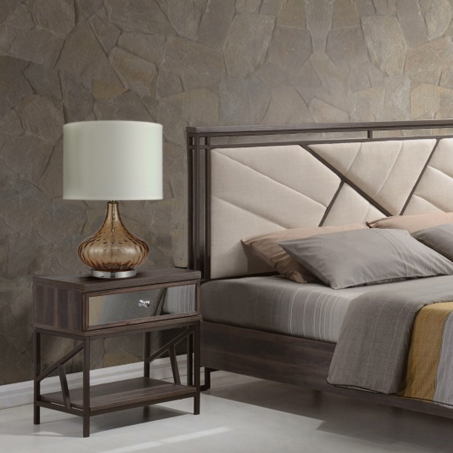 Brown Textured Glass Table Lamp-4