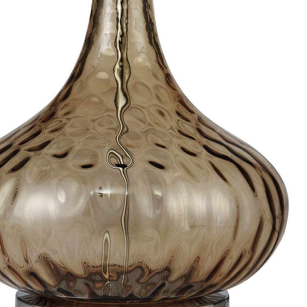 Brown Textured Glass Table Lamp-3