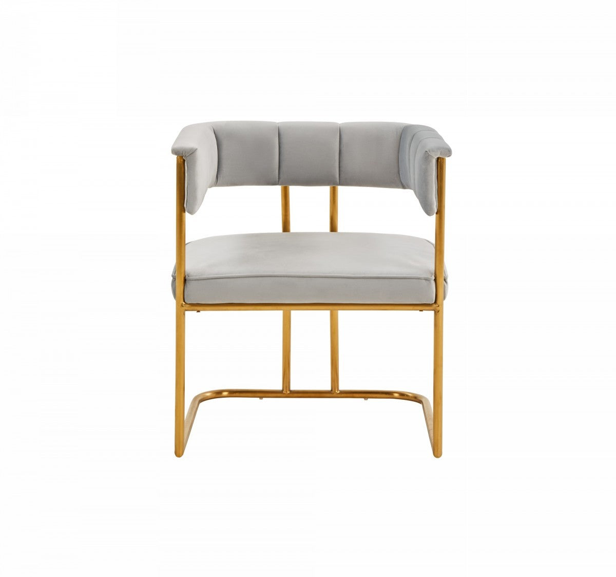 Gray and Gold Upholstered Fabric Dining Arm Chair-2