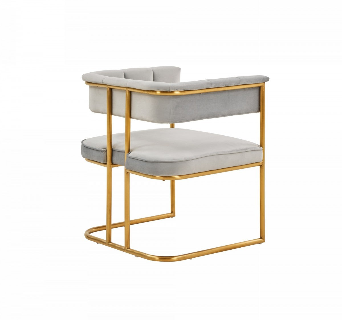 Gray and Gold Upholstered Fabric Dining Arm Chair-3