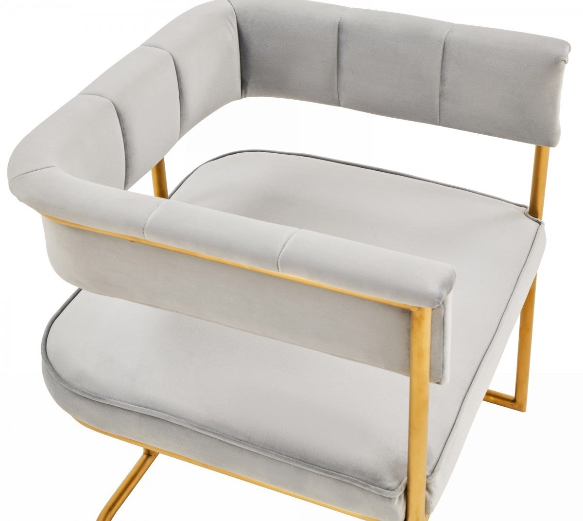 Gray and Gold Upholstered Fabric Dining Arm Chair-4