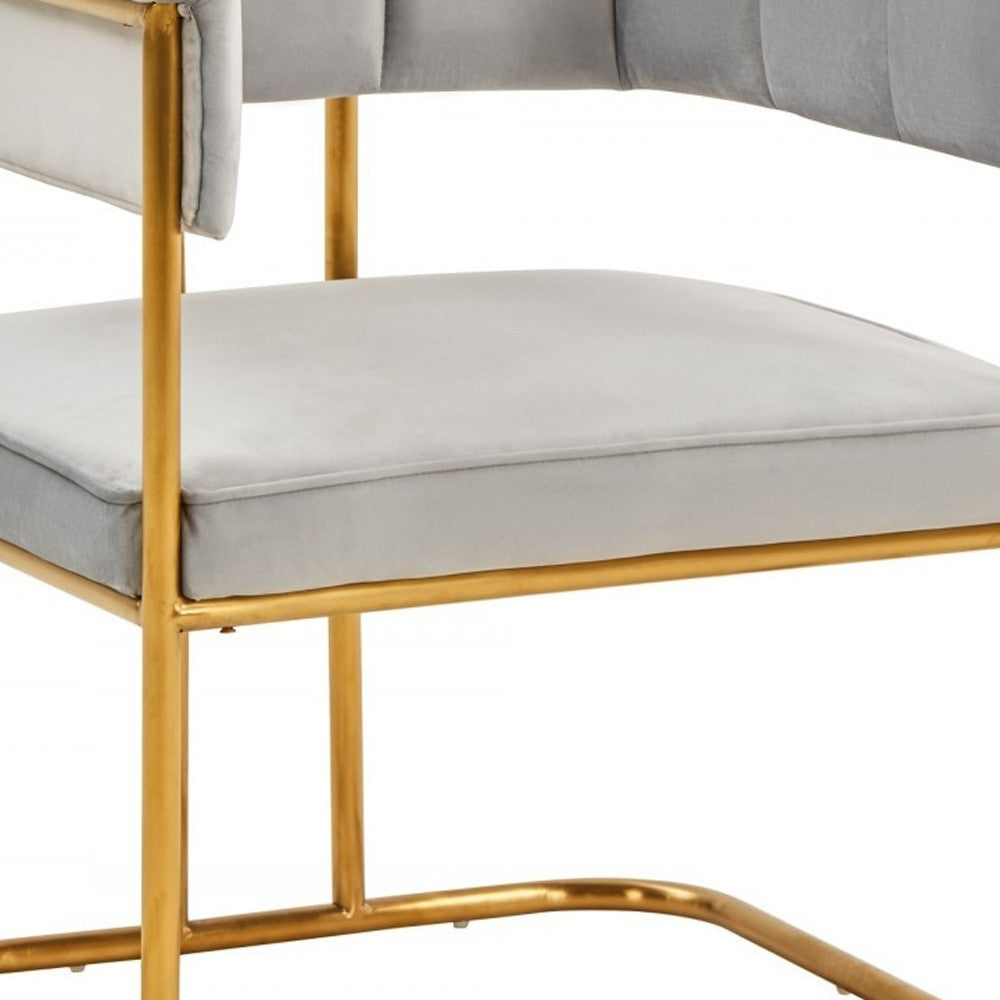 Gray and Gold Upholstered Fabric Dining Arm Chair-5