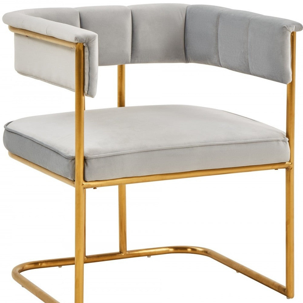 Gray and Gold Upholstered Fabric Dining Arm Chair-6