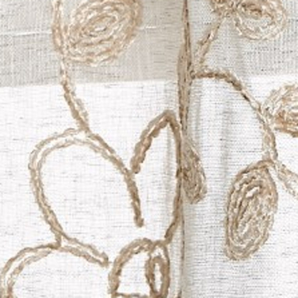 Set of Two 84" Tan Floral Embroidered Window Panels