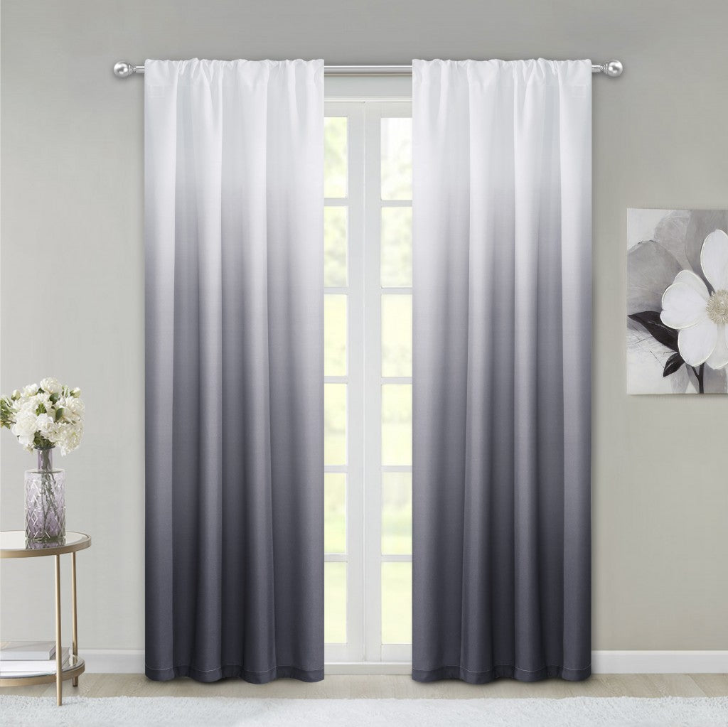 Set of Two 84" Black Ombre Shades Window Panels