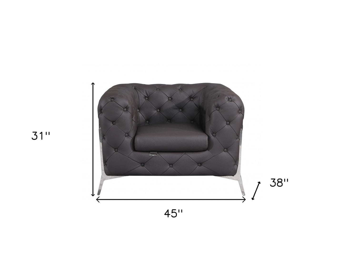 Brown Italian Leather Arm Chair 45" Swivel Accent Chair Sofa Decor Furniture-6