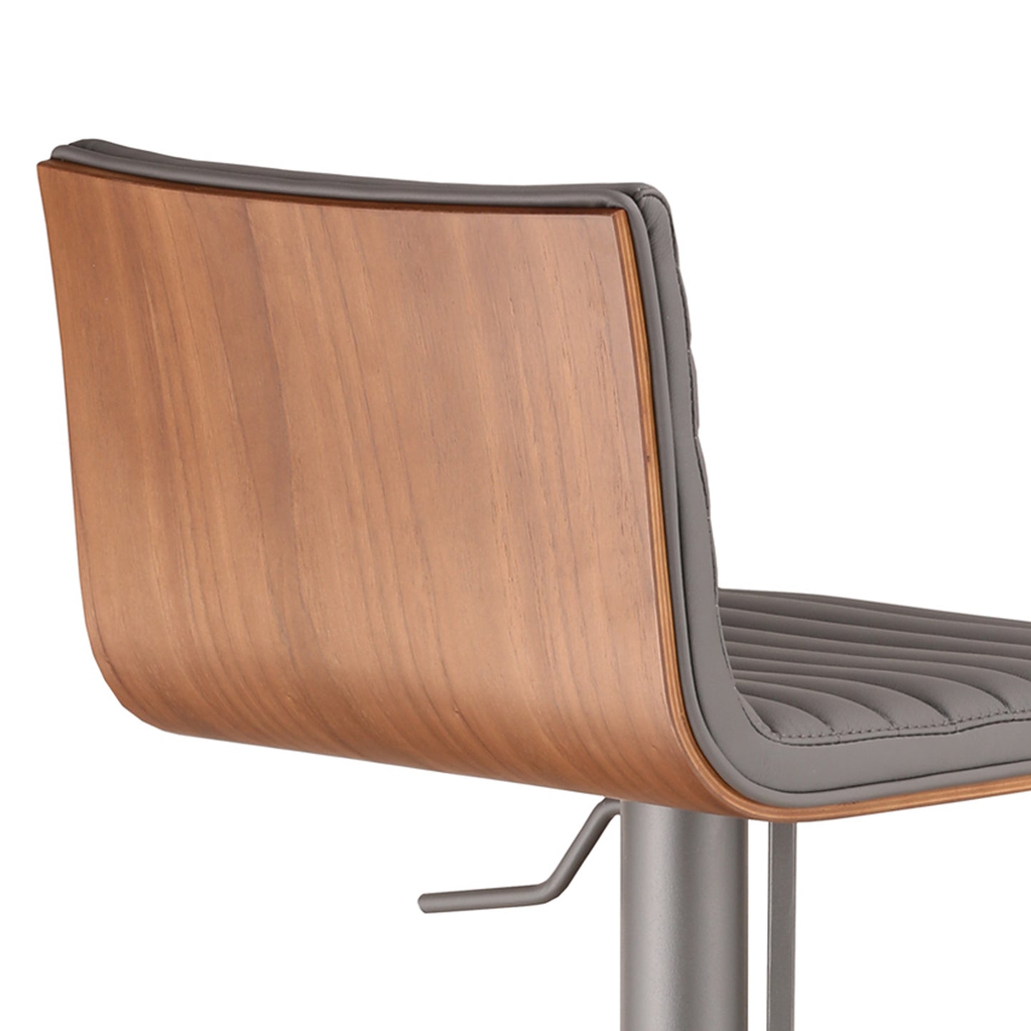 Grey Faux Leather Swivel Adjustable Height Metal Base Bar Chair
