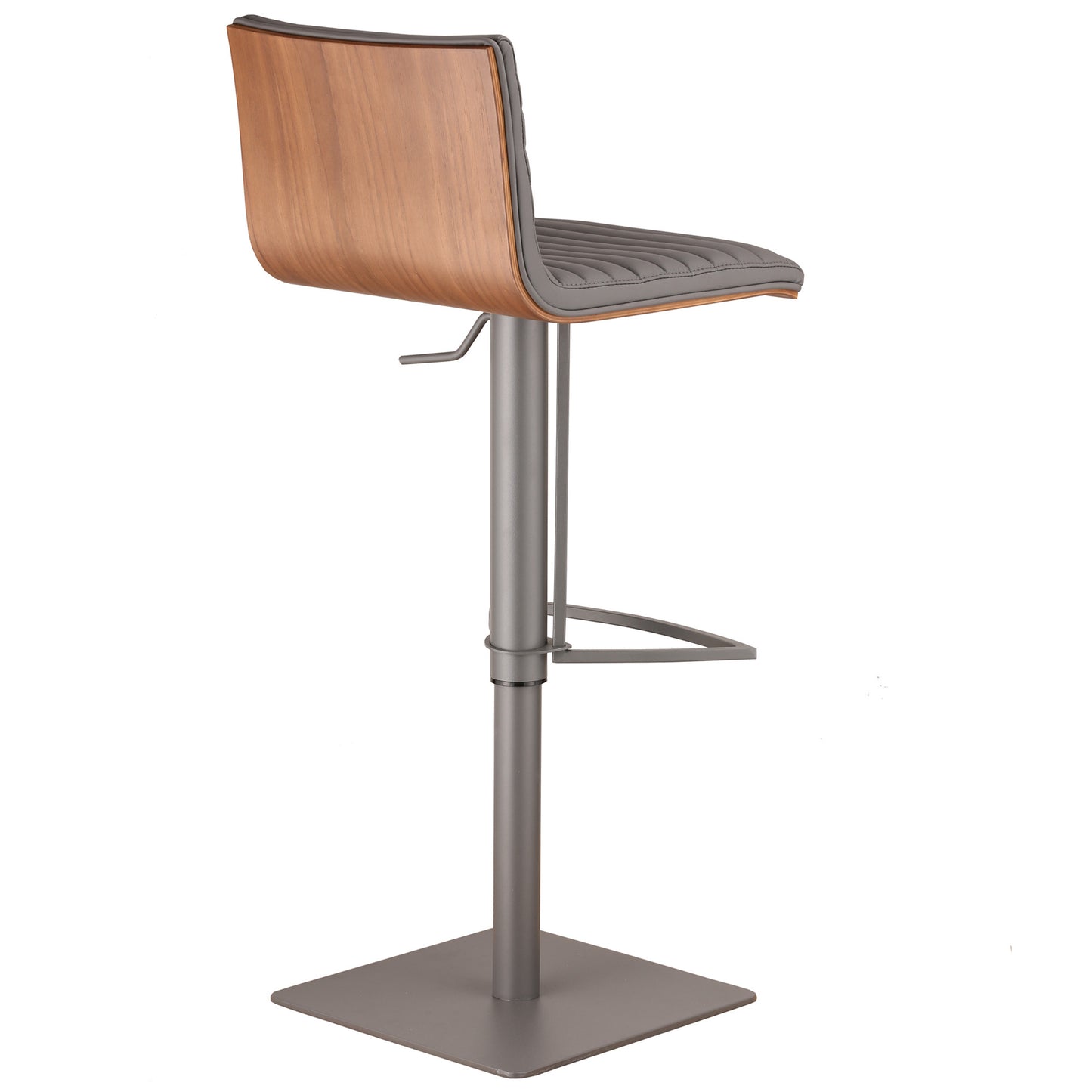 Grey Faux Leather Swivel Adjustable Height Metal Base Bar Chair