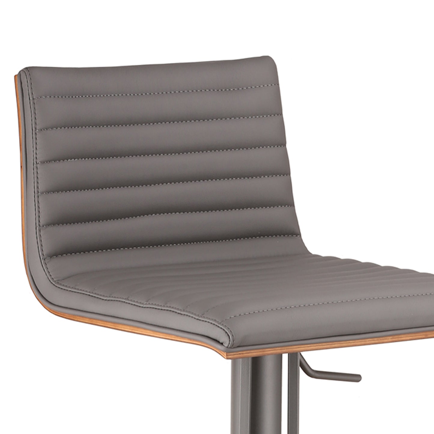 Grey Faux Leather Swivel Adjustable Height Metal Base Bar Chair