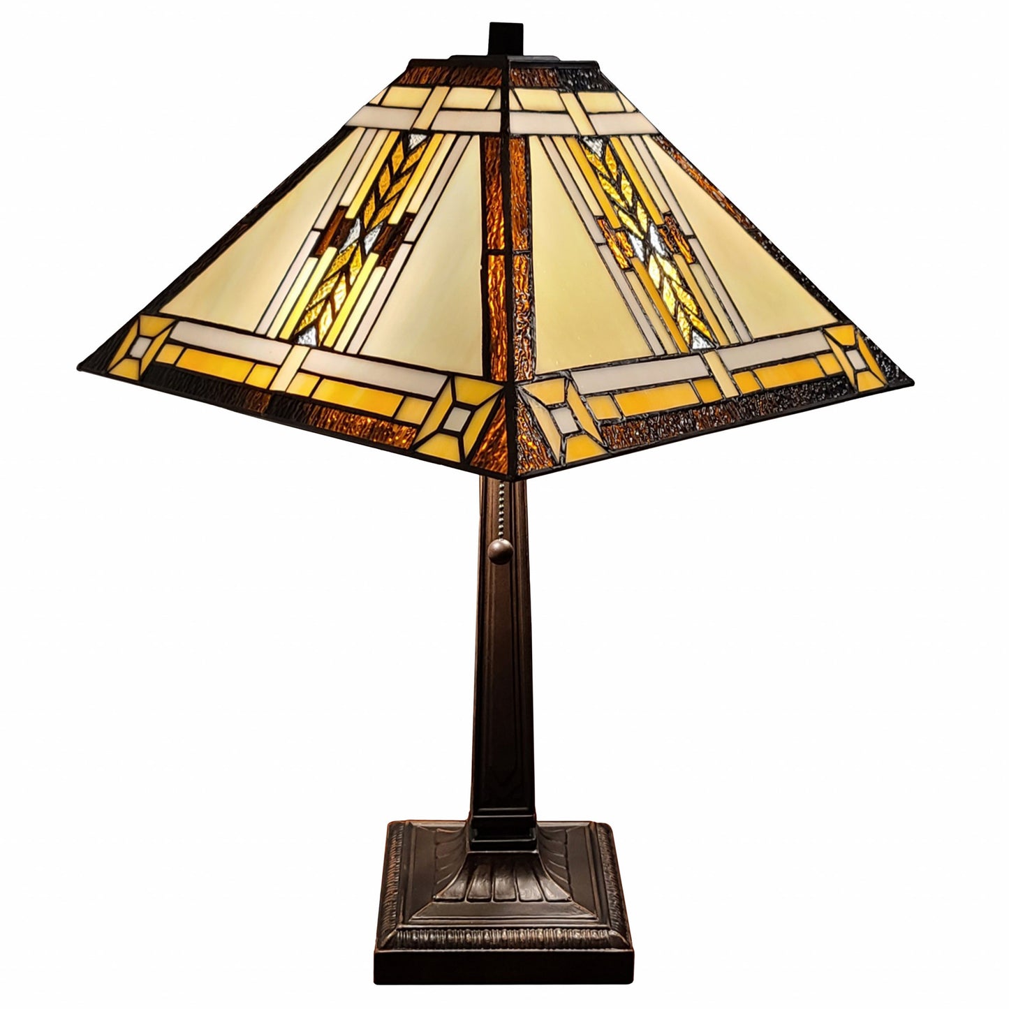 22" Dark Brown Metal Two Light Candlestick Table Lamp With Beige Shade-5