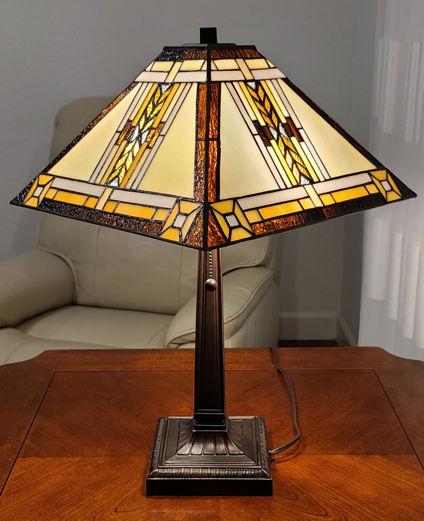 22" Dark Brown Metal Two Light Candlestick Table Lamp With Beige Shade-7