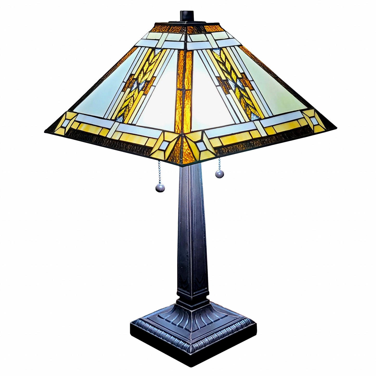 22" Dark Brown Metal Two Light Candlestick Table Lamp With Beige Shade-3