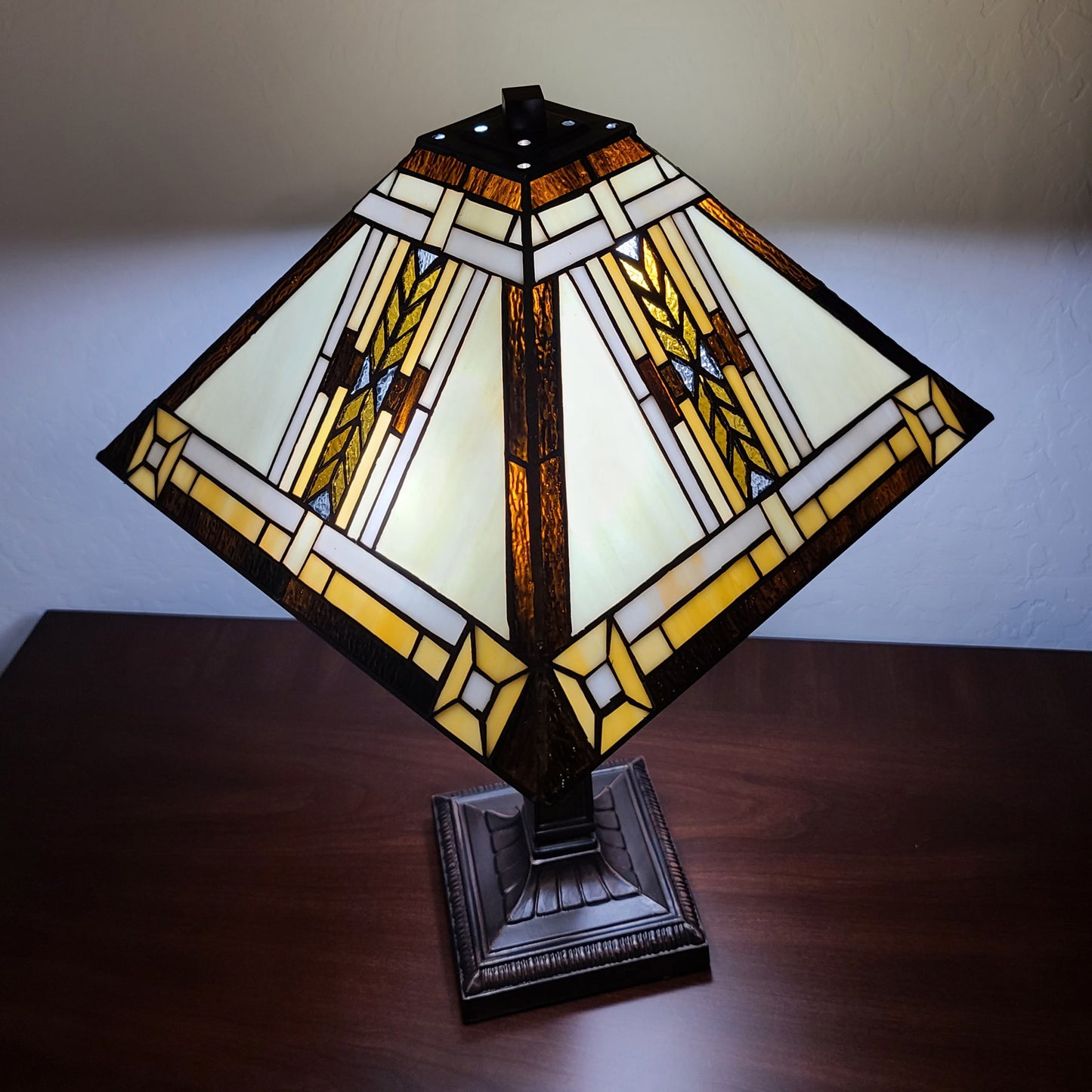 22" Dark Brown Metal Two Light Candlestick Table Lamp With Beige Shade-8