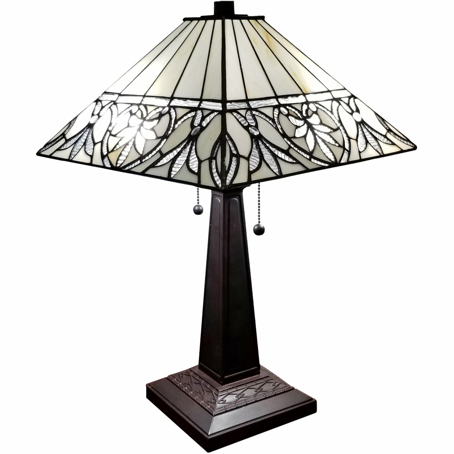 Dark Brown Metal Two Light Candlestick Lamp With White Shade-1