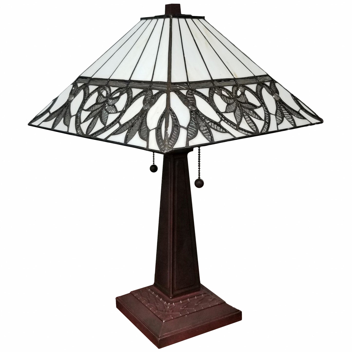 Dark Brown Metal Two Light Candlestick Lamp With White Shade-3