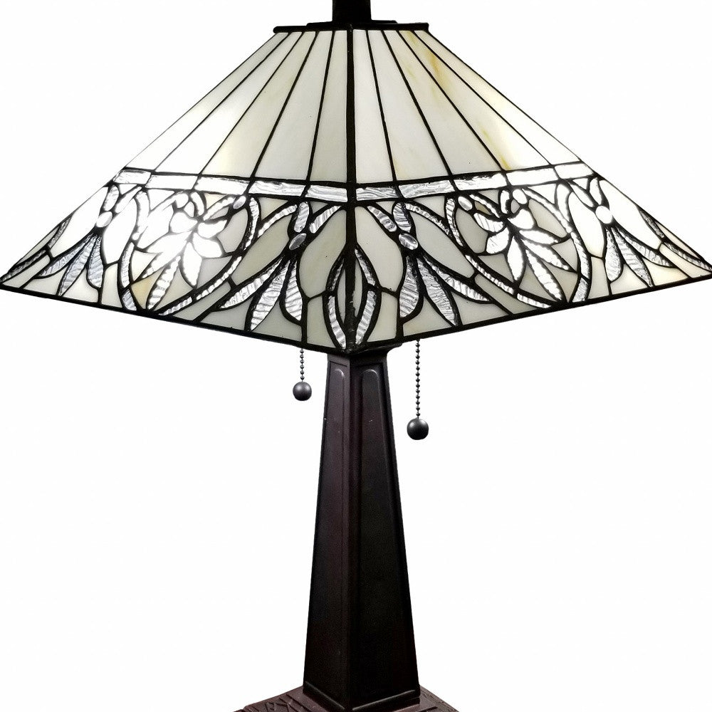 Dark Brown Metal Two Light Candlestick Lamp With White Shade-8