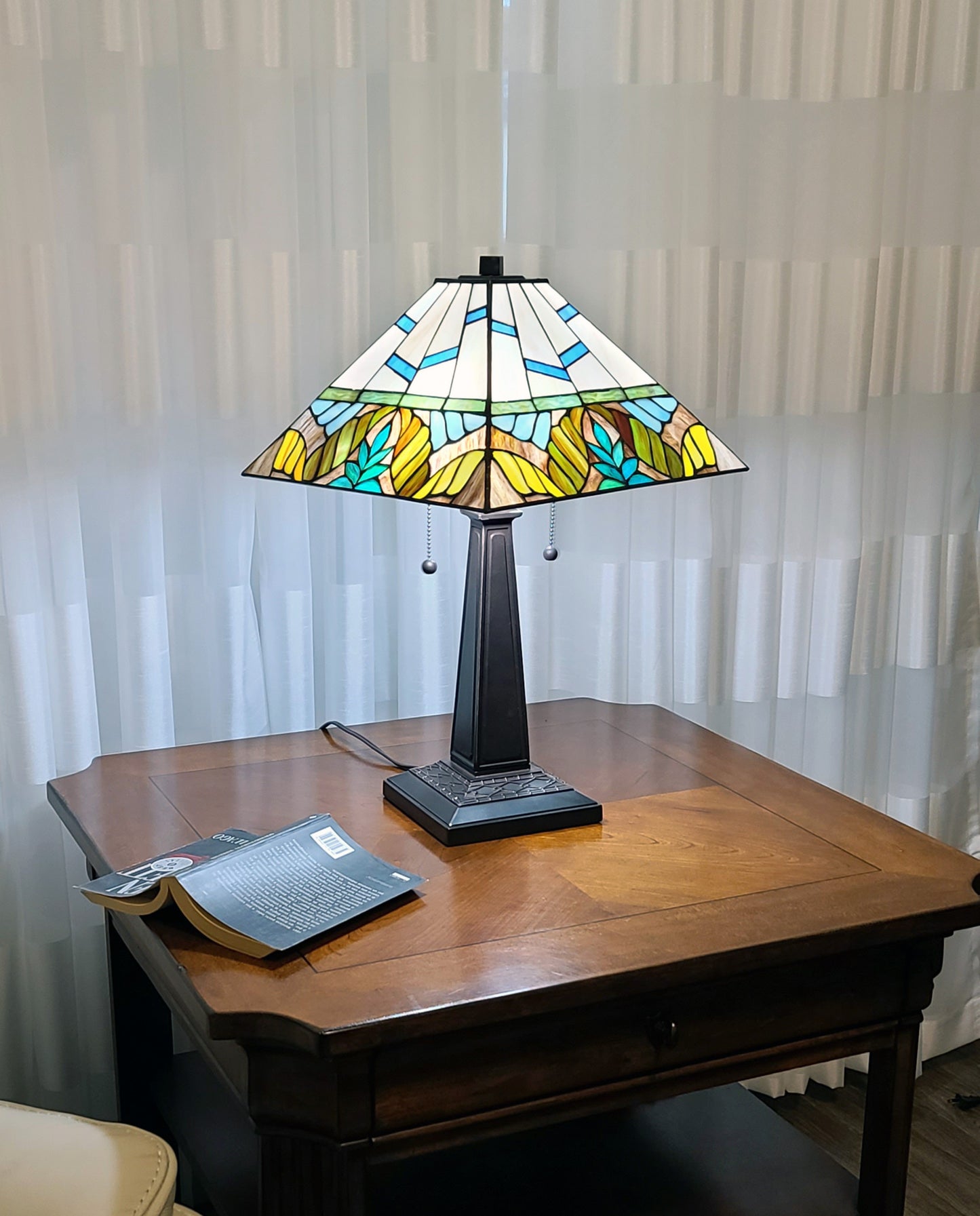 Dark Brown Metal Two Light Candlestick Table Lamp with White Shade-6