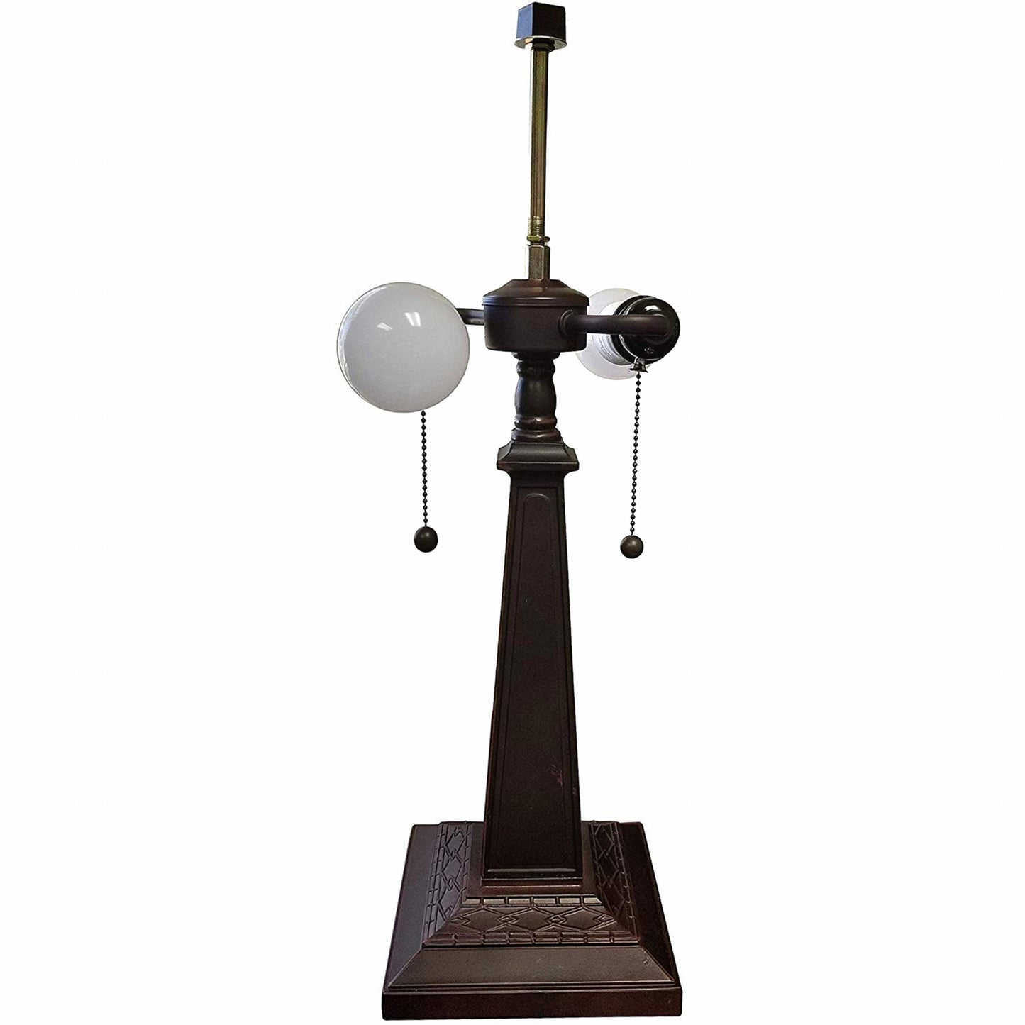Dark Brown Metal Two Light Candlestick Table Lamp with White Shade-3