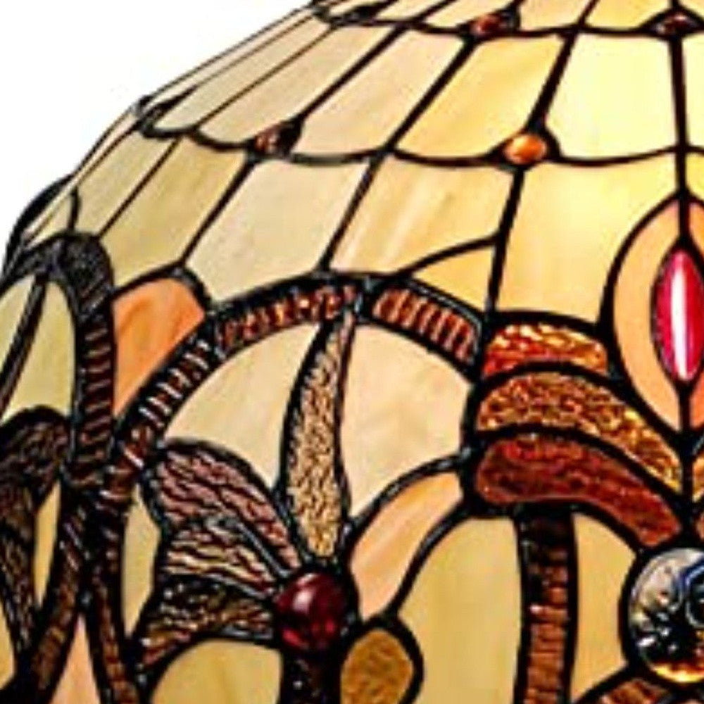 16" Tiffany Style Stained Glass Two Light Glass Dimmable Ceiling Light-3