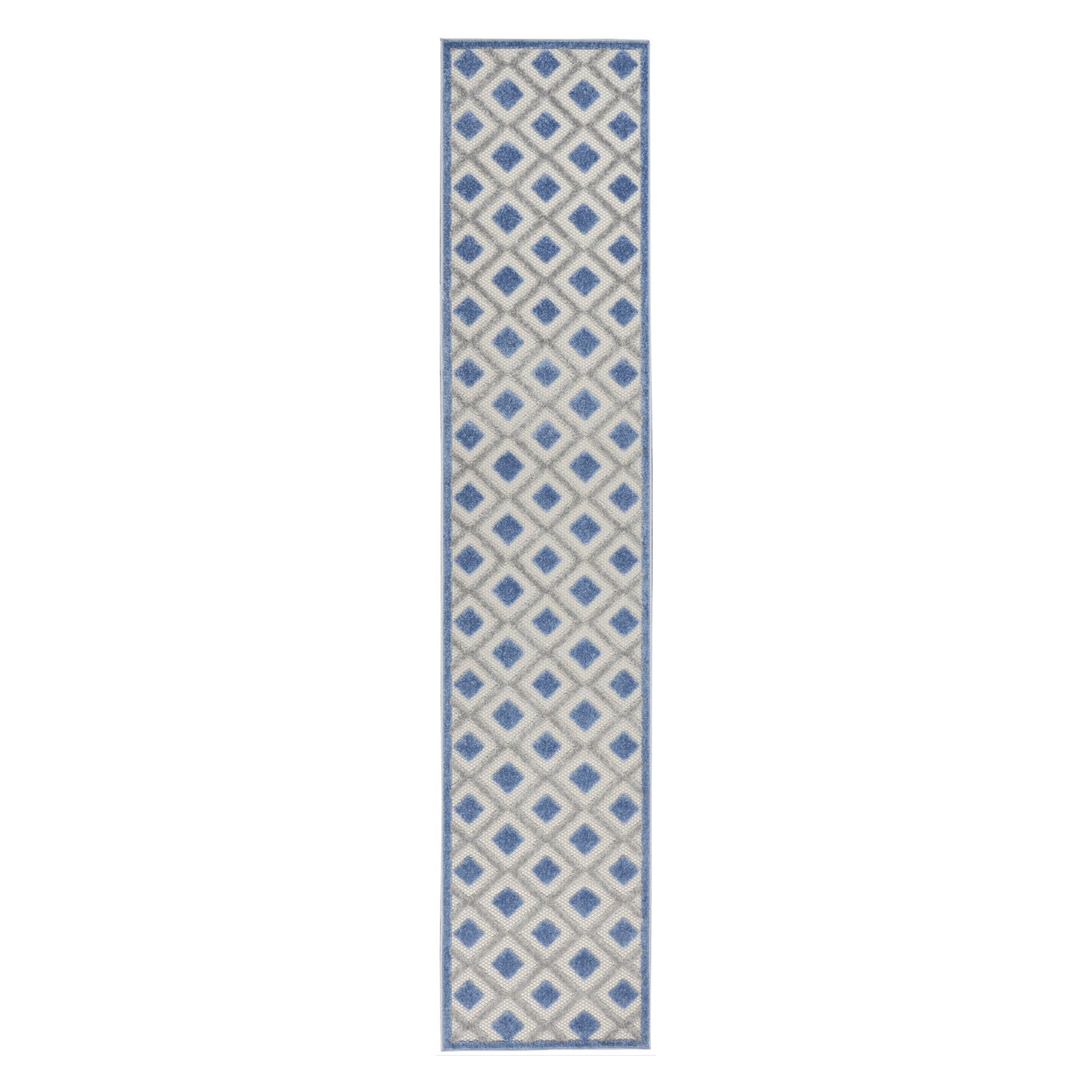 10-Foot Blue Grey Indoor Outdoor Rug Runner Machine Made Durable