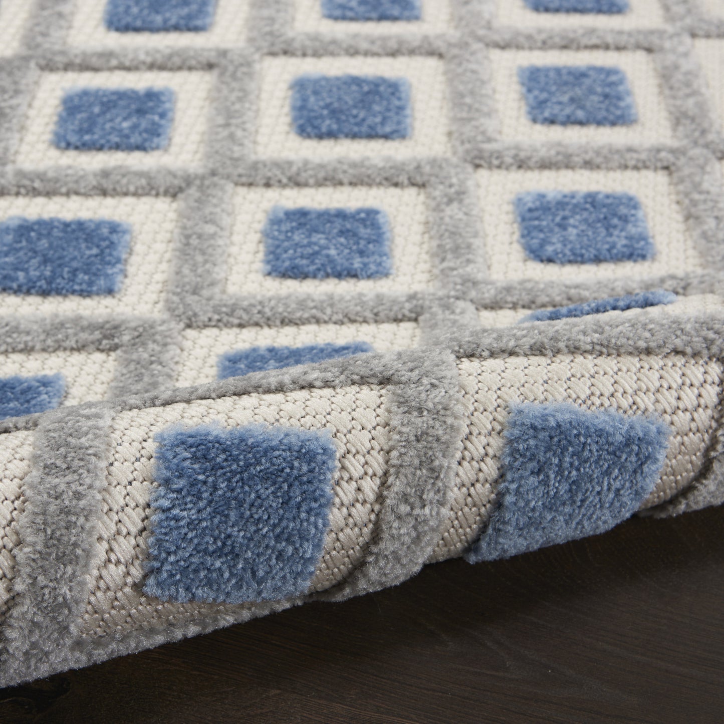10-Foot Blue Grey Indoor Outdoor Rug Runner Machine Made Durable
