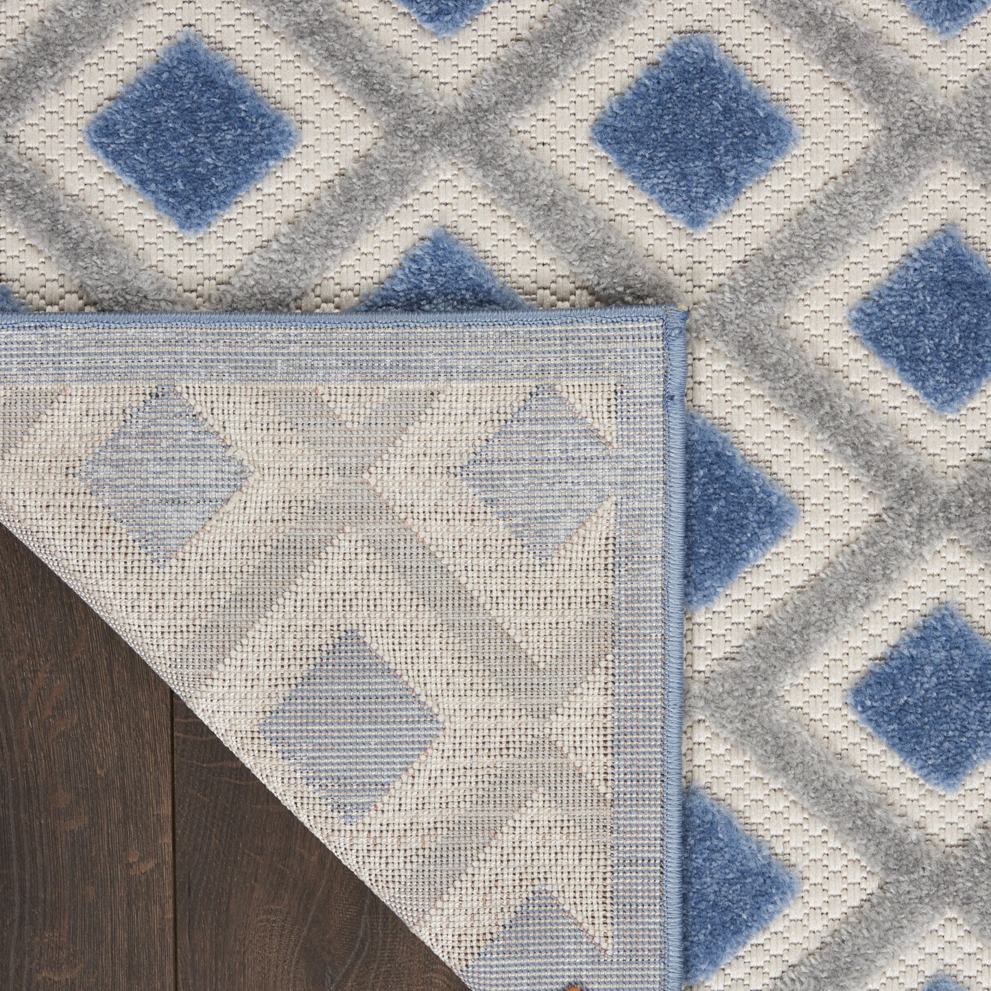 10-Foot Blue Grey Indoor Outdoor Rug Runner Machine Made Durable