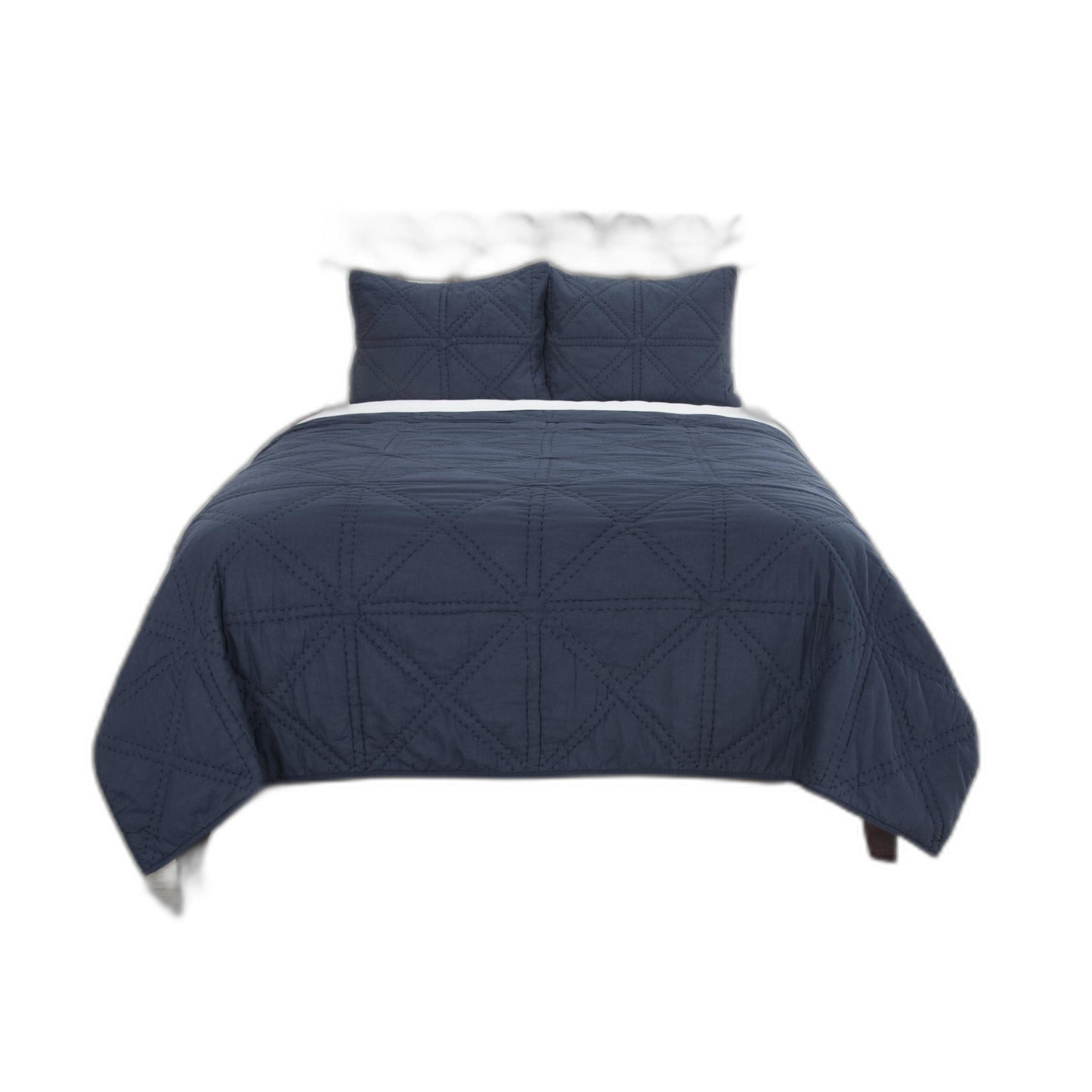 Set of Three Indigo Geometric King Quilt-1