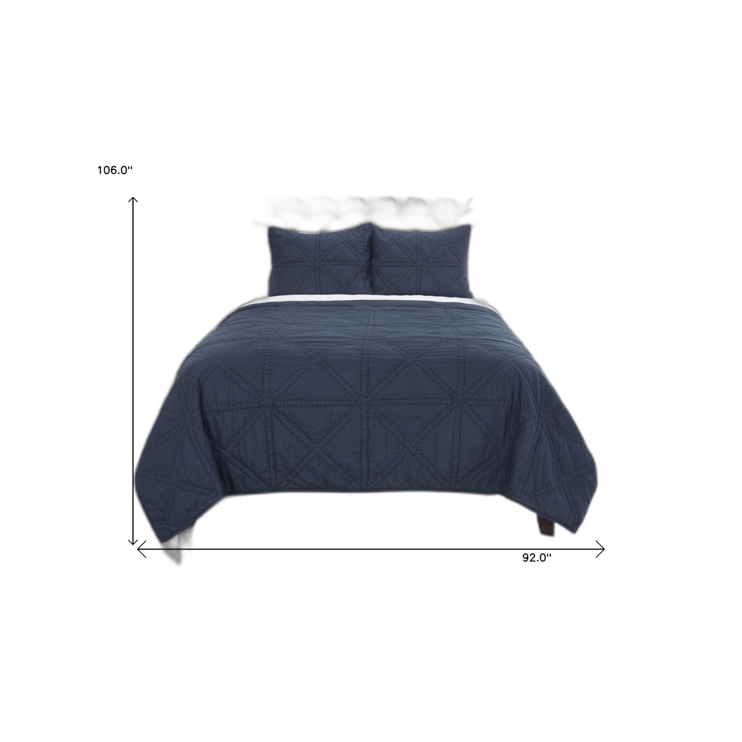 Set of Three Indigo Geometric King Quilt-4