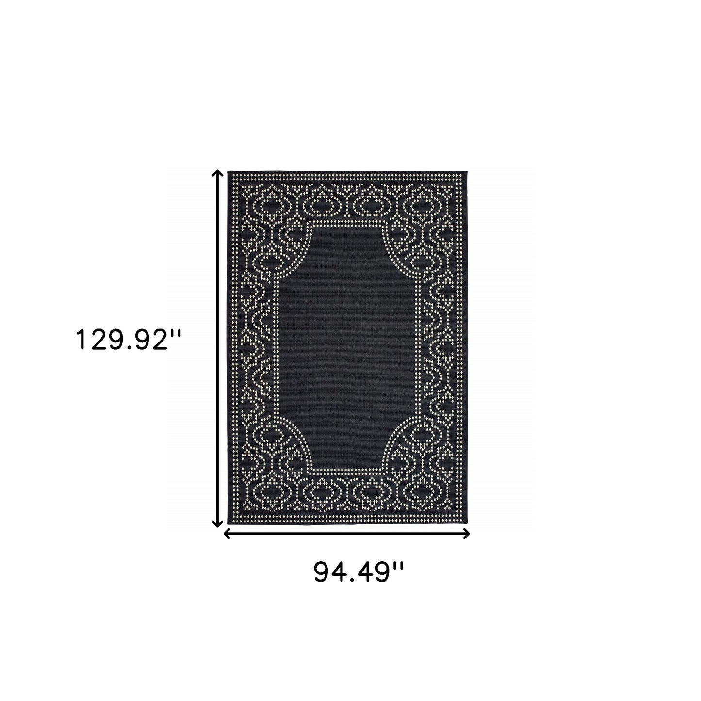 Black & Ivory Stain Resistant Indoor/Outdoor Rug 8x11ft