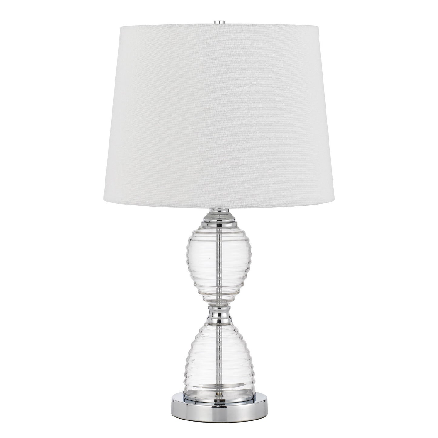 24" Clear Metal Table Lamp With White Empire Shade-0