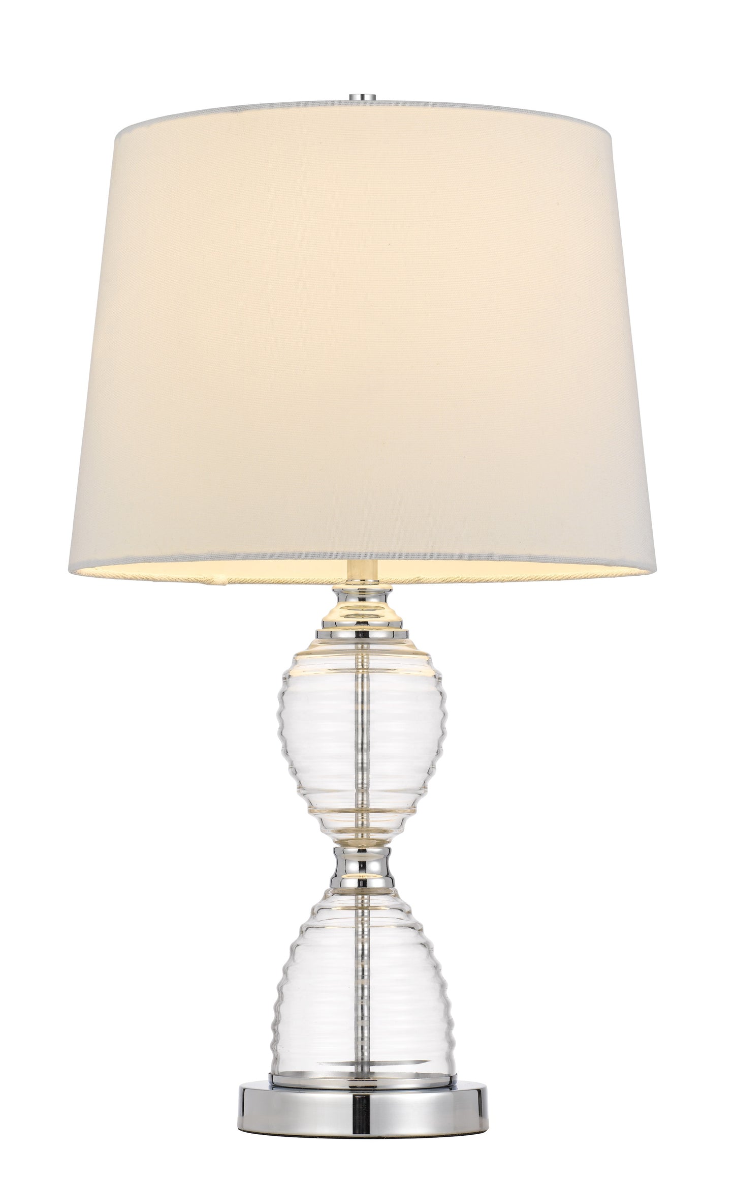 24" Clear Metal Table Lamp With White Empire Shade-1