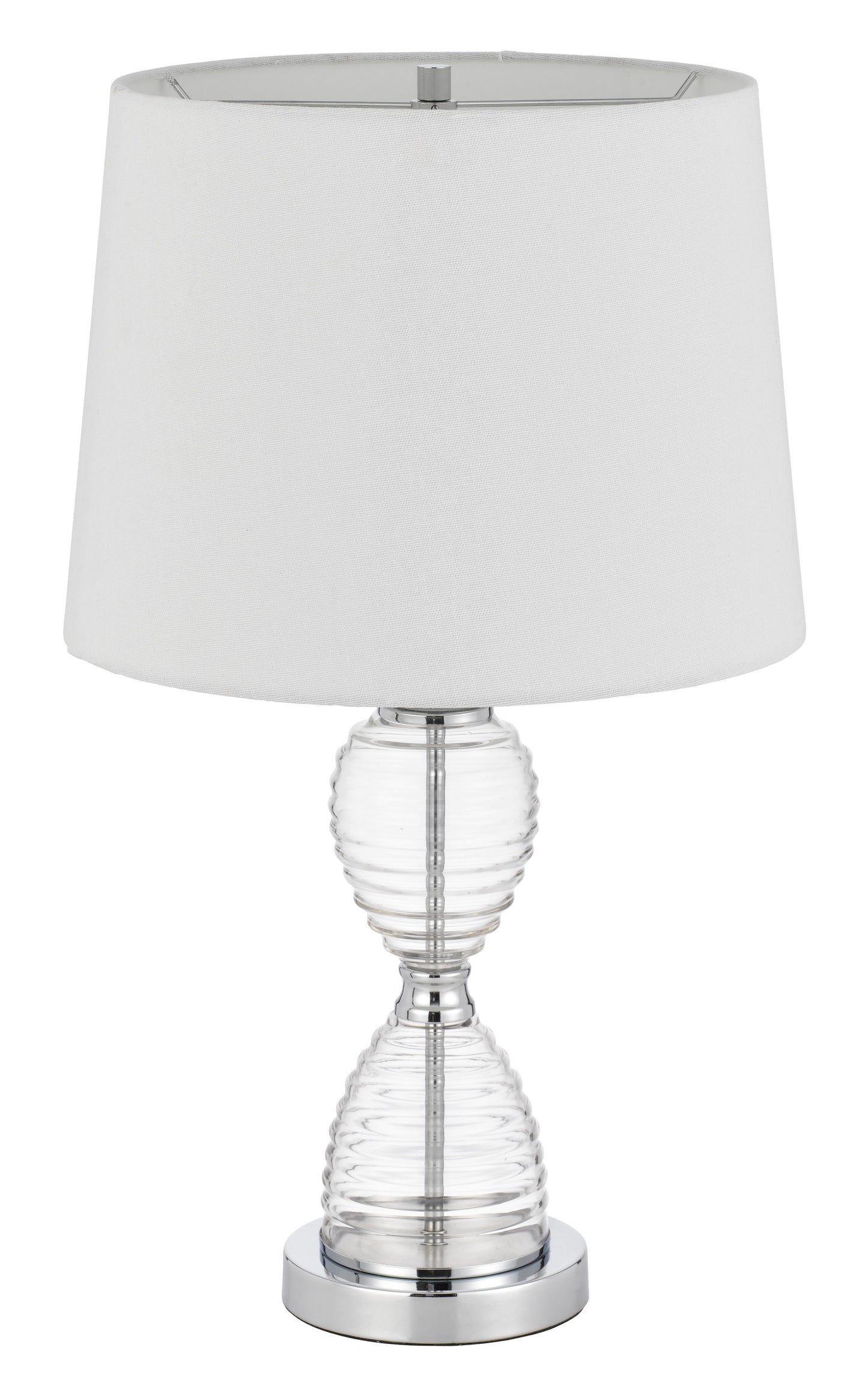 24" Clear Metal Table Lamp With White Empire Shade-2