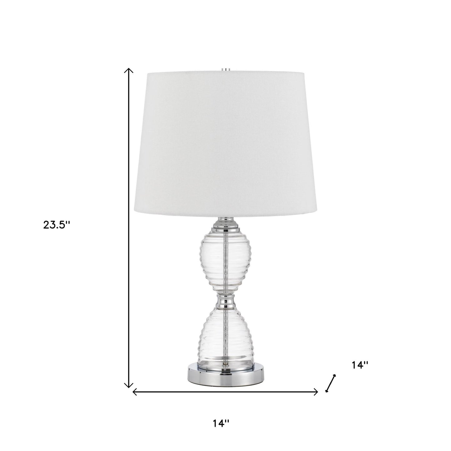 24" Clear Metal Table Lamp With White Empire Shade-6