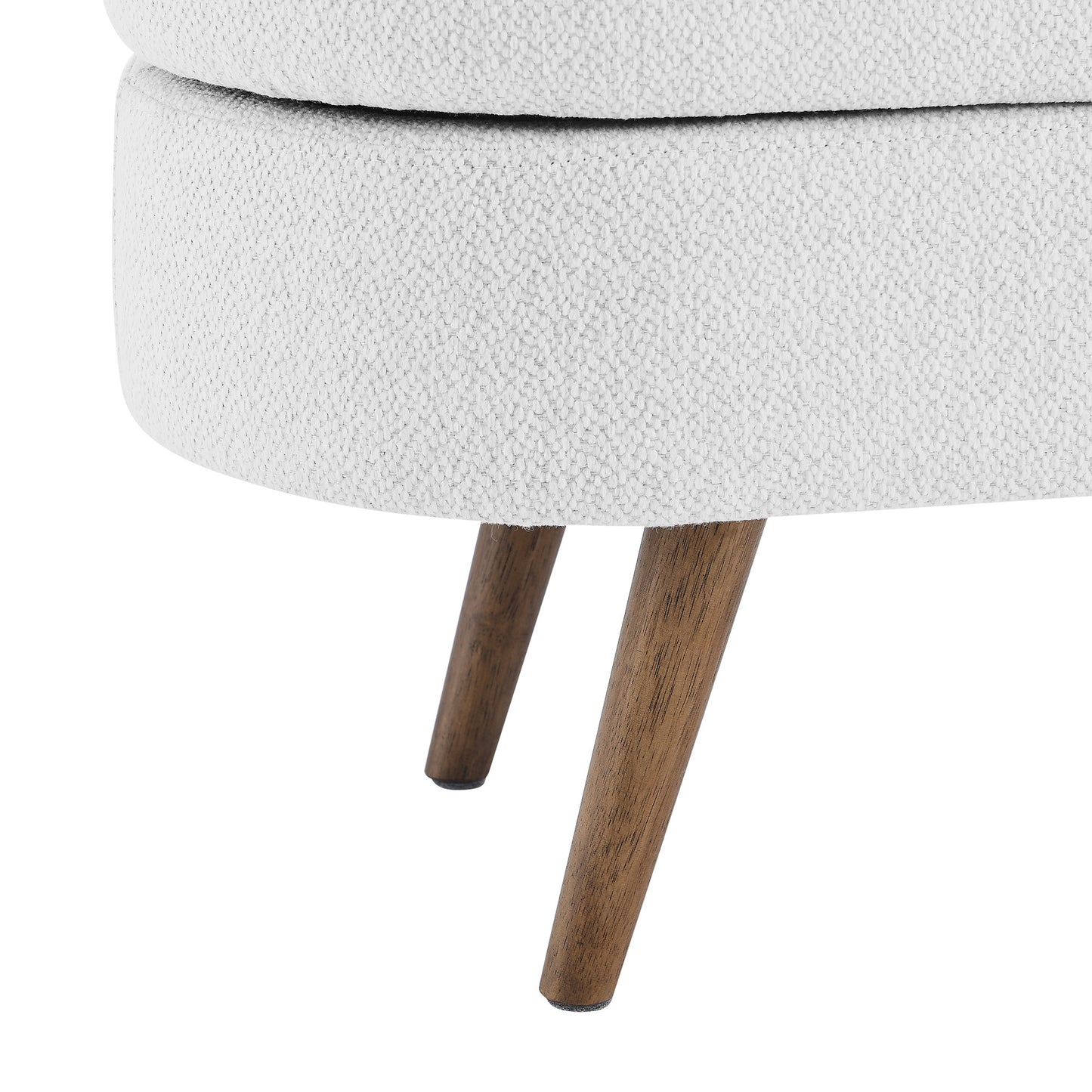 44 White Brown Linen Upholstered Storage Bench Flip Top
