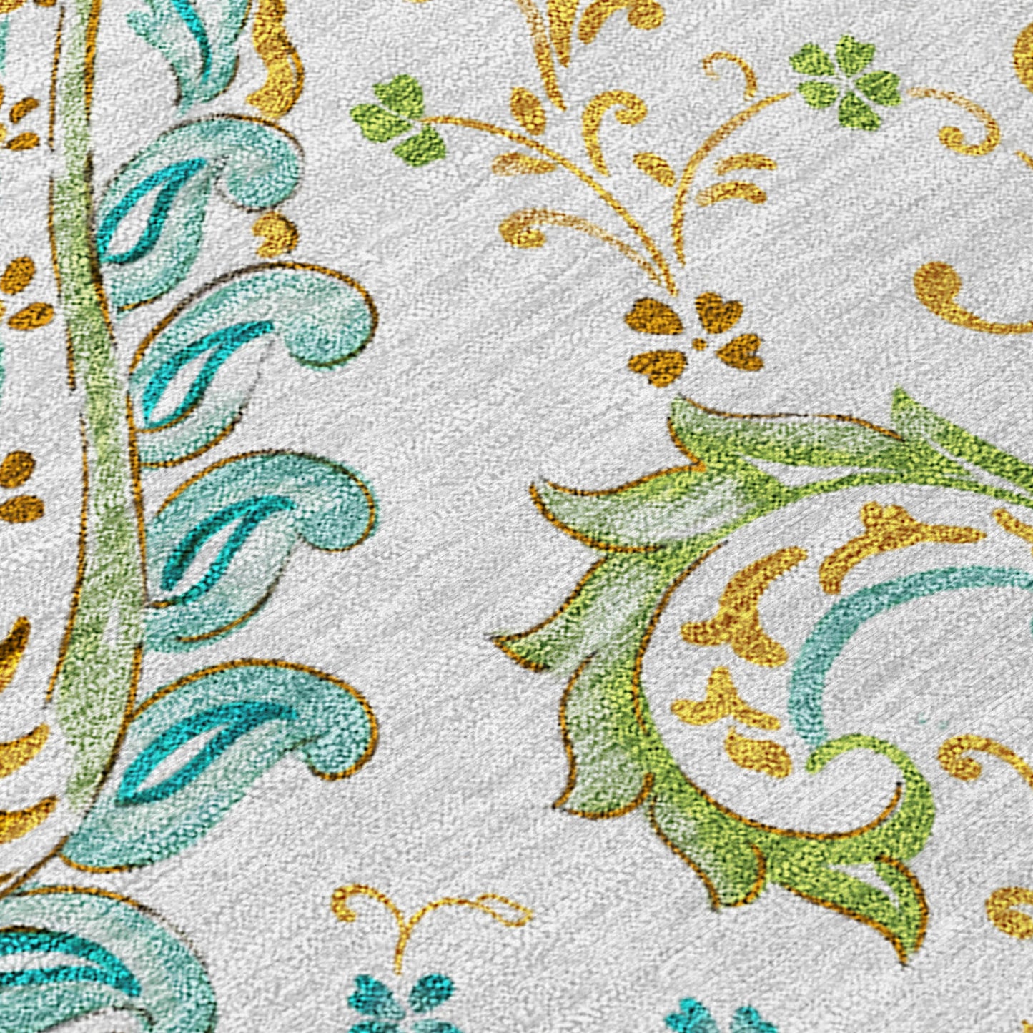 5' X 8' Ivory and Gold Paisley Washable Non Skid Indoor Outdoor Area Rug-7