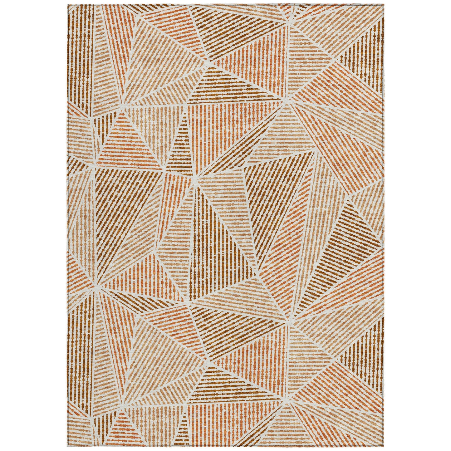 8ft X 10ft Terra Cotta Geometric Rug Indoor Outdoor Waterproof-6
