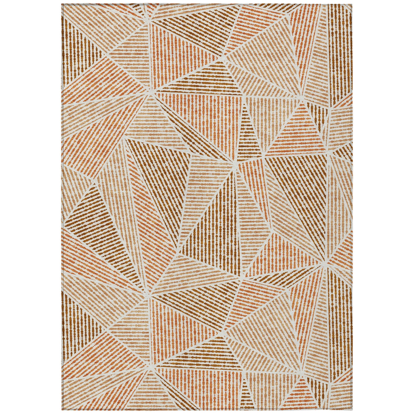 8ft X 10ft Terra Cotta Geometric Rug Indoor Outdoor Waterproof-1