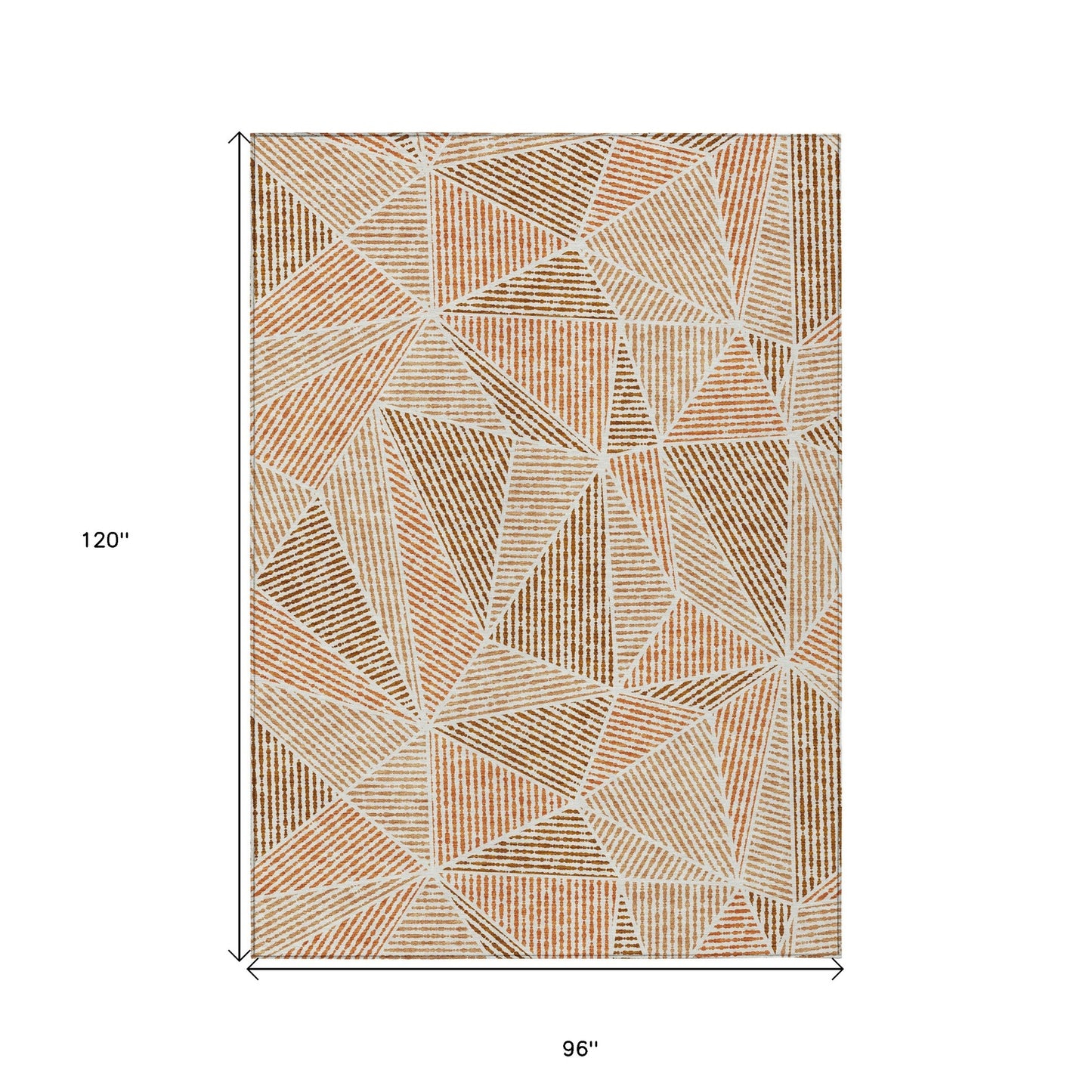 8ft X 10ft Terra Cotta Geometric Rug Indoor Outdoor Waterproof-2