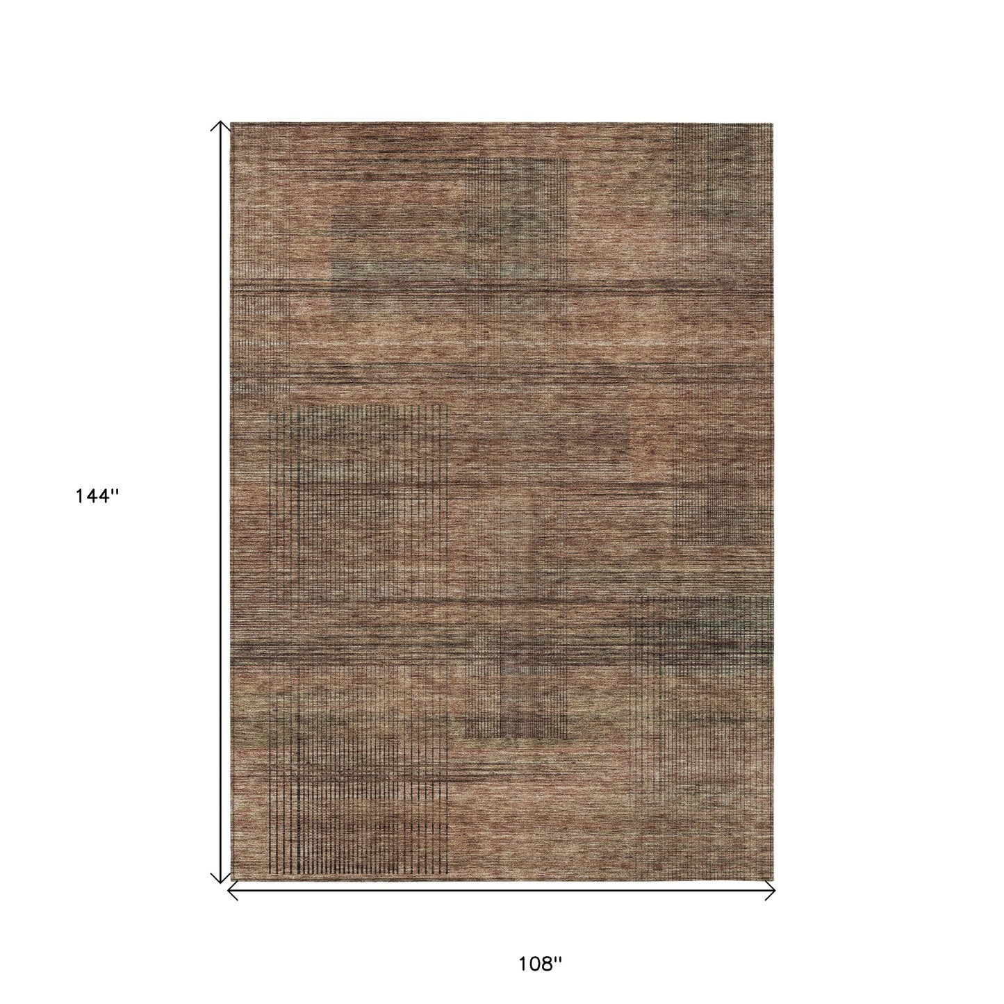 Orange Copper Brown Striped Washable Indoor Outdoor Rug 9x12 Feet